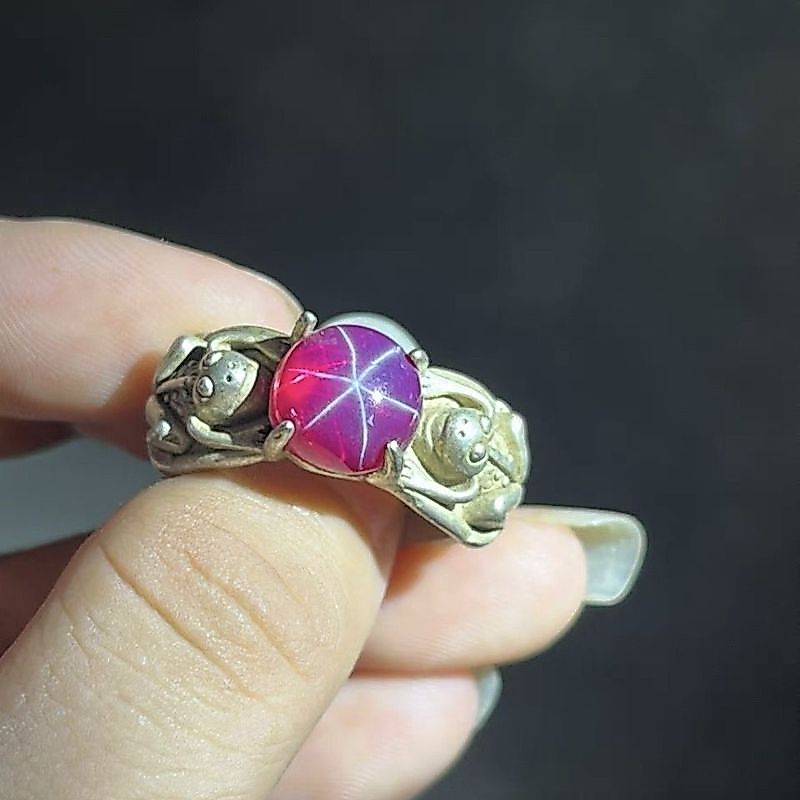 Bạc 999 Bạc Cũ Kẻ Sọc Nhẫn Ruby Nhẫn Bạc Bộ Sưu Tập Cổ Hàng Hóa Cũ Bạc Sterling Chắc Chắn Nam Nữ Nhẫ