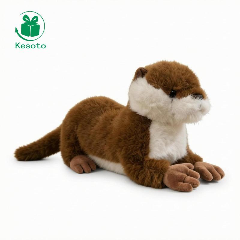 Đồ Chơi Otter Nằm 40 Cm Mềm Giả Tóc Otter Nâu Trắng Đuôi Dài