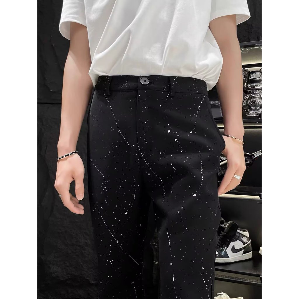 Niche Design Sense Gypsophila Splashing Ink Quần Micro-Flared Nam Cao Cấp Sense Ruffian Đẹp Trai Rời