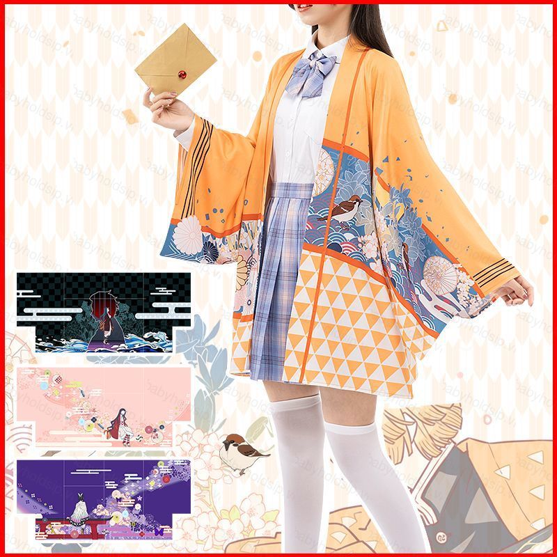 BS1 Demon Slayer Haori Cosplay Anime Áo Rời Shinobu Nezuko Áo Khoác Ngoài Cardigan Kimetsu No Yaiba 