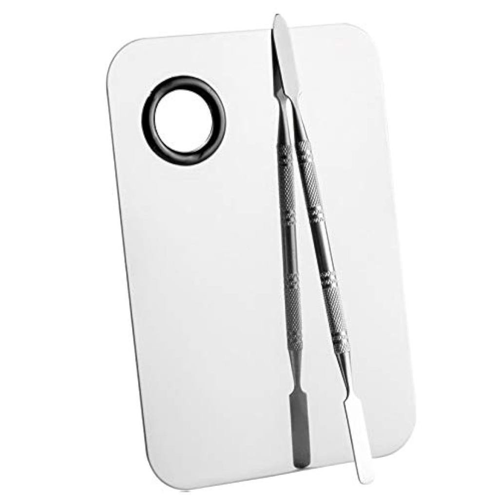 Professional Stainless Steel Makeup Palette, with Scraper Tool, Used for Manicure, Eyeshadow, Eyelas