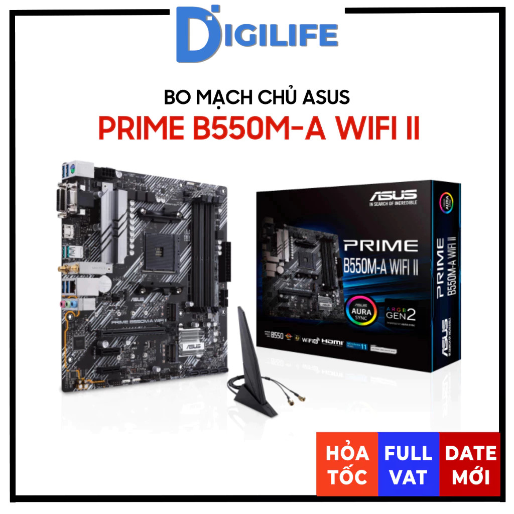 [DATE MỚI - FULL VAT] Mainboard Asus PRIME B550M-A WIFI II DDR4 WiFi 6 Socket AM4