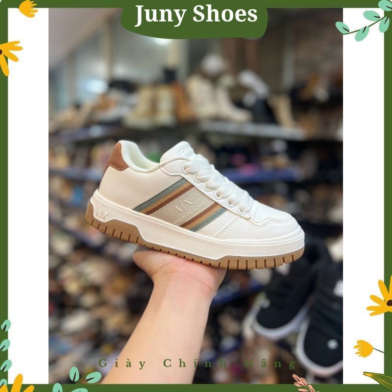 Giày sneaker nữ Armani trắng phối sọc – Mẫu mới form chuẩn xinh – vintage