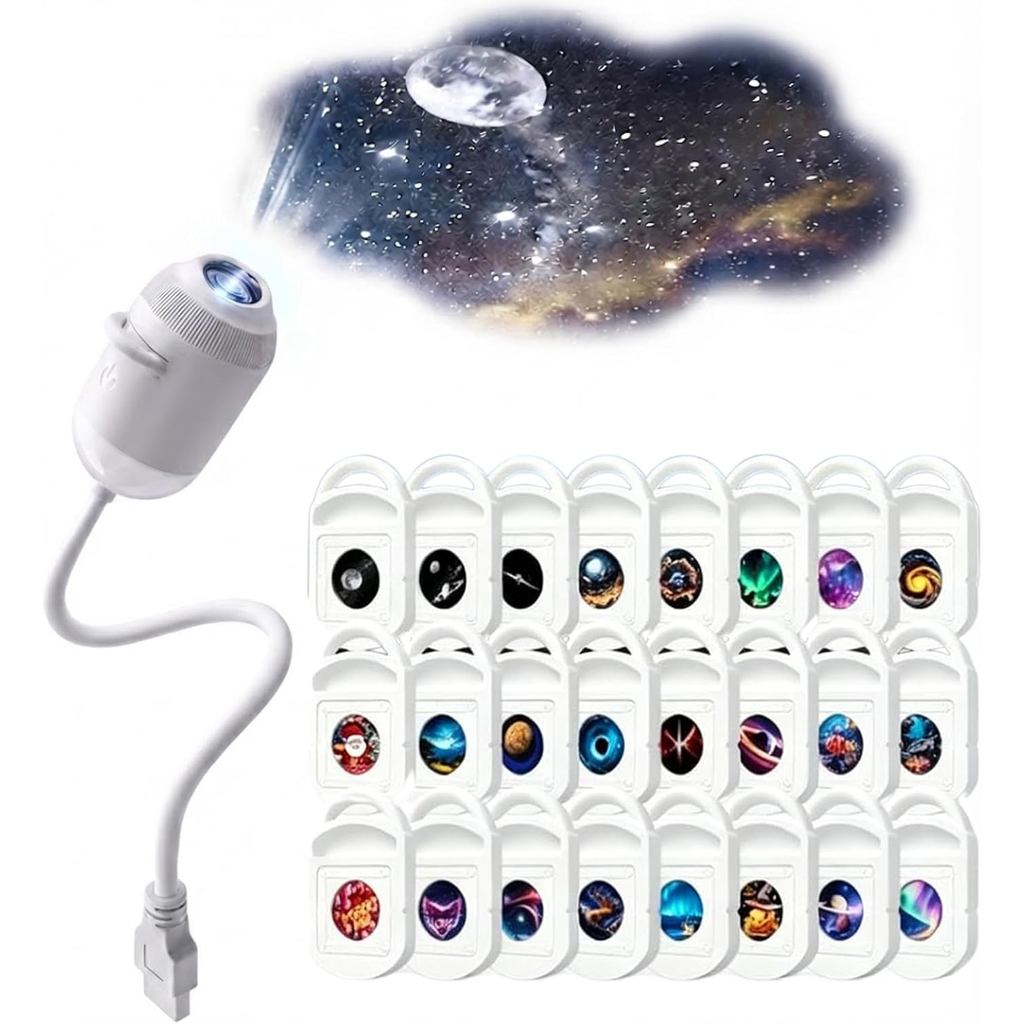 2-in-1 Galaxy Projector Night Light with 24 Interchangeable Films | HD Star Projector, 5D Holographi