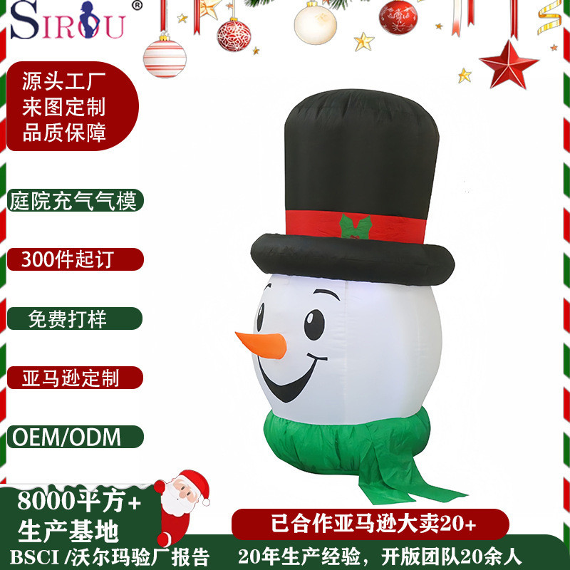Người Tuyết Đầu Mô Hình Bơm Hơi Trang Trí Bơm Hơi Giáng Sinh Mô Hình Bơm Hơi Ngoài Trời Sân Trang Tr
