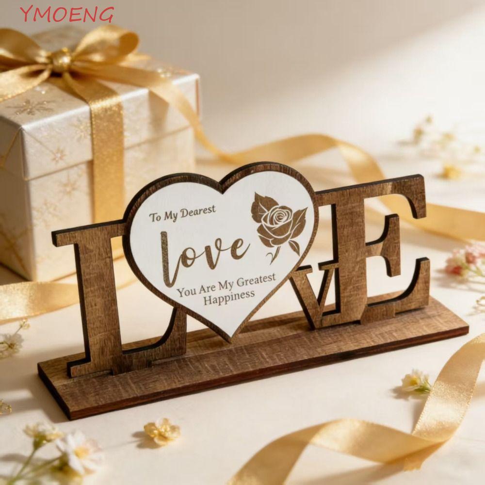 YMOENG Đồ trang trí bằng gỗ, Quà tặng kỷ niệm Trang trí nội thất Bộ chữ gỗ, Thủ công mỹ nghệ Nền tản