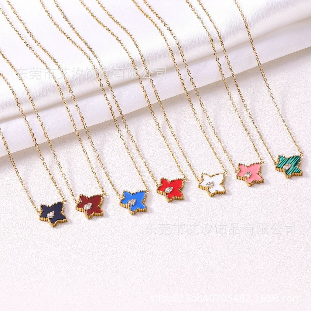 Bán chạy Ivy Series Lola Rose Đơn Lá Kim Cương Vòng Cổ Phù Hợp Với Lá Phong Mặt Dây Chuyền Nữ Thép T