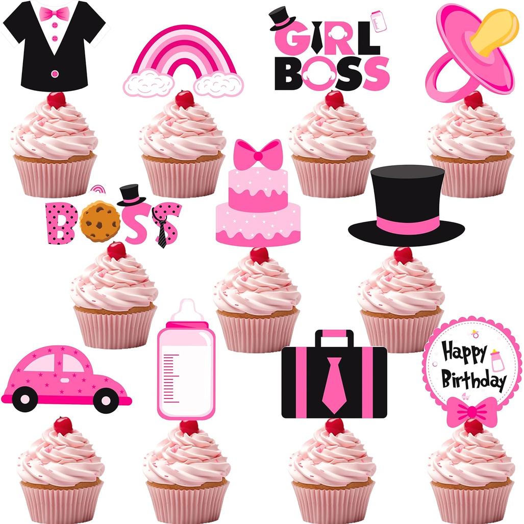 48 Chiếc Boss Girl Đảng Cupcake Toppers Chủ Đề Boss Tắm Cho Bé Cupcake Toppers Happy Boss Ngày Trang