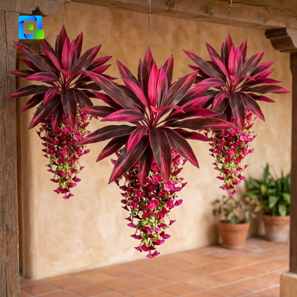 ZYJC Nhân Tạo Dracaena Morning Glory Treo Vine, Lá Lush Chống Tia UV Giả Trailing Petunia Floral Pla