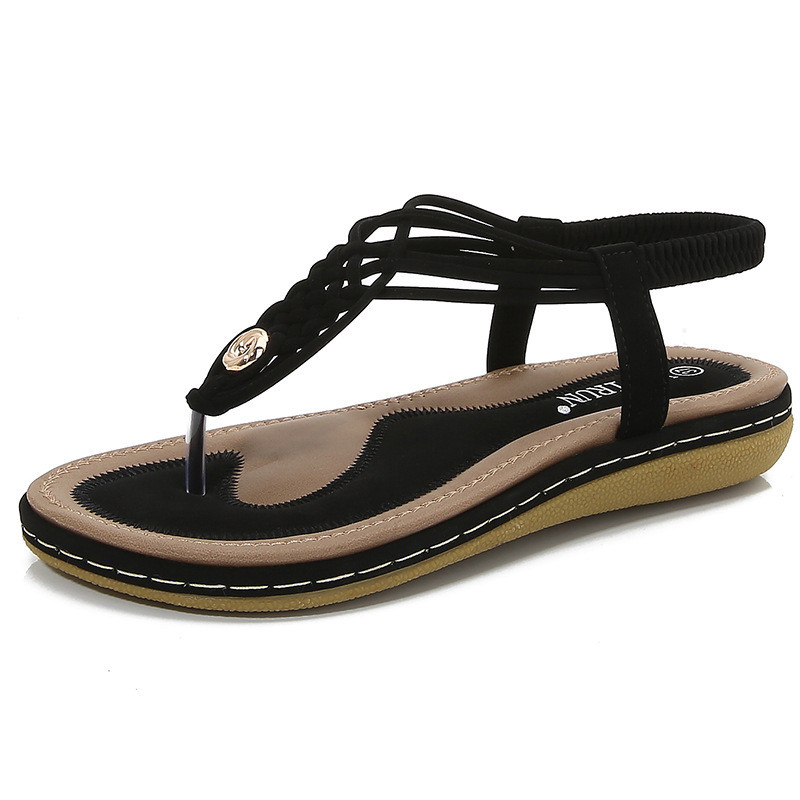 8848 Giày Sandal Bohemian Nữ Dệt Size Lớn Giày Nữ Giày Đế Bằng La Mã Đế Bằng