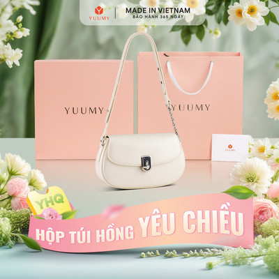 Bộ hộp quà YUUMY (Túi đeo chéo nữ YUUMY YN278 + Hộp quà YHQ2 + Túi giấy YTG2 + Túi rút BVR3838 + Thiệp cảm ơn YBT1)