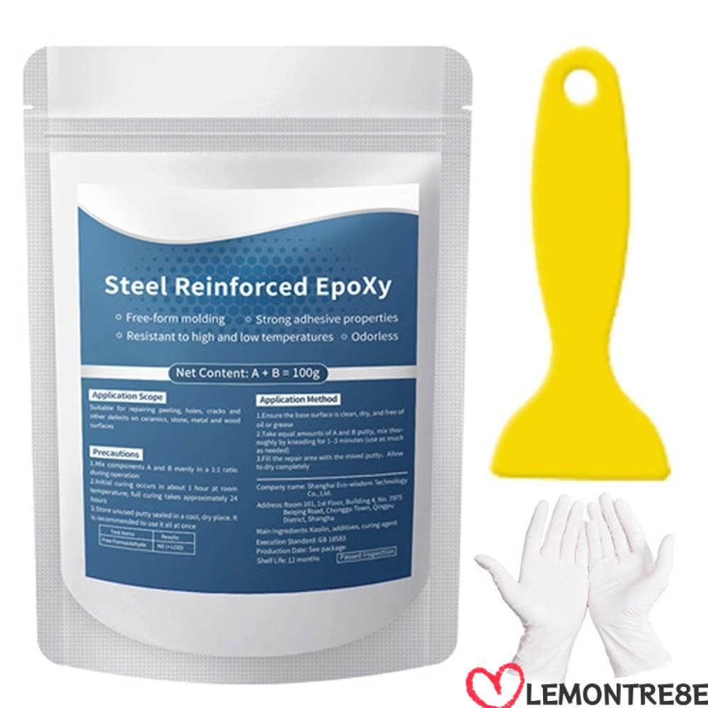 Putty sửa chữa Epoxy gia cố bằng thép LEMONTREE, Bộ Putty Epoxy chịu nhiệt, Sửa chữa rò rỉ ống chống