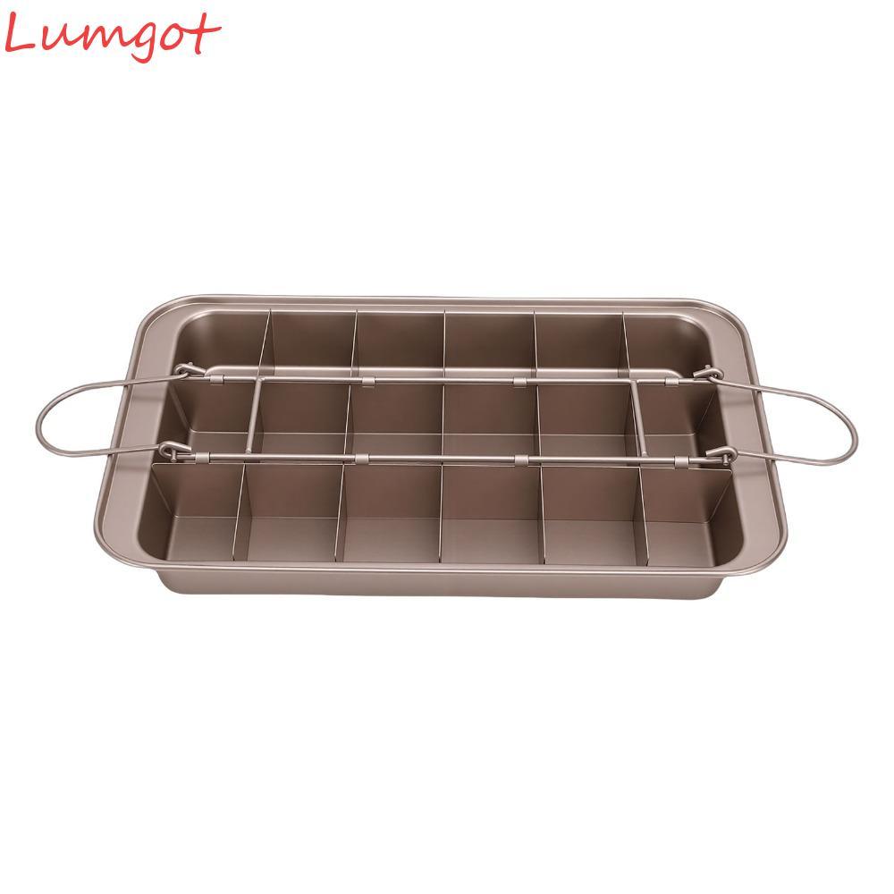 MERY Brownie Pan có ngăn chia, Chảo nướng bánh Brownie đáy cố định, Bộ chia 18 khe cắm thực tế Chèn 