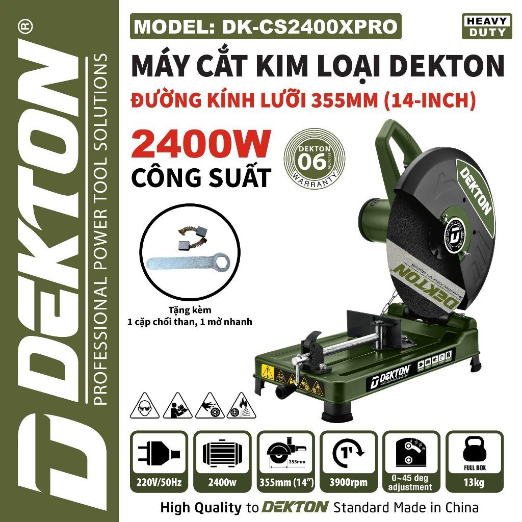 Máy Cắt Sắt Dekton DK-CS2400XPRO (355mm - 2400W) - Phiên Bản XPRO Màu Olive