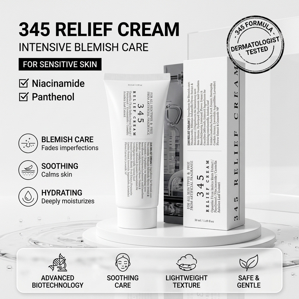 Hàng sẵn có Kem vận chuyển nhanh 345 RELIEF CREAM345 Kem làm dịu cải thiện độ đỏ Rào cản Kem dưỡng ẩ