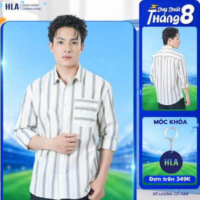[GIẢM 50%] Áo Sơ Mi Nam HLA Dài Tay Vải Poplin Họa Tiết, Áo Công Sở Chất Liệu Cao Cấp, Thoáng Mát
