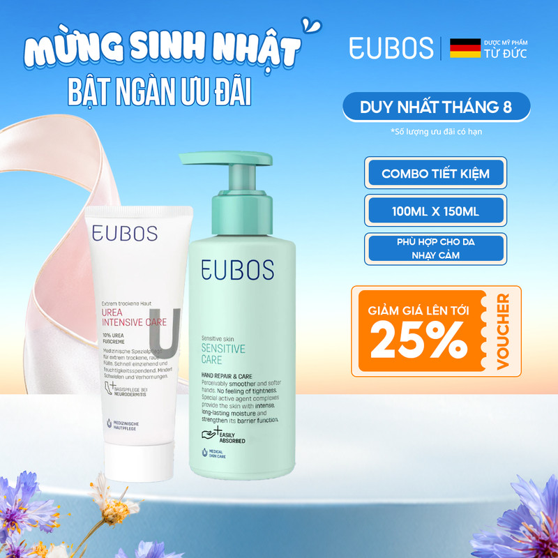 Combo Kem Dưỡng Da Tay EUBOS 150ml Và Kem Nứt Gót Dưỡng Da Chân UREA 10% Foot Cream 100ml Dưỡng Ẩm