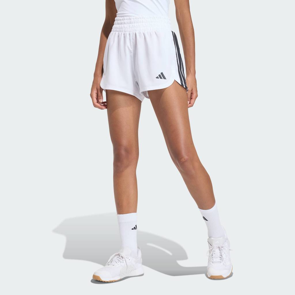 adidas Gym & Training Pacer Workout Woven High Rise Shorts Women White KD7324