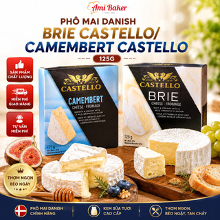 (Chỉ Giao Hỏa Tốc HN) Phô mai Danish Brie Castello/ Camembert Castello 125g Mềm Dẻo, Béo Nhẹ Cho Trẻ Em Và Người Lớn