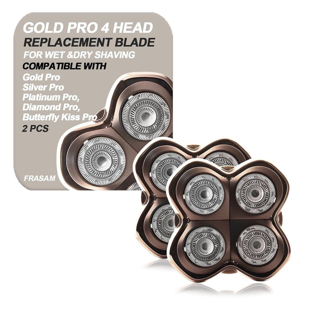 2 Gói Gold Pro 4 Đầu Lưỡi Thay Thế Cho Đầu Lâu Máy Cạo Râu, Tương Thích Với Pit Bulls Gold Pro, Plat