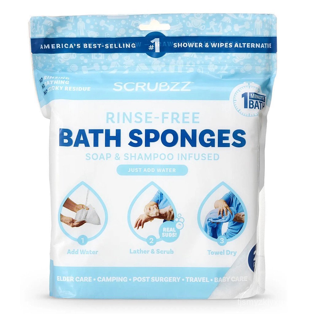 ScrubzzRinse-FreeBathingWipes-Soap & Dầu gội Truyền-Hypoallergenic & pHBalanced-IdealforPost-Surger,