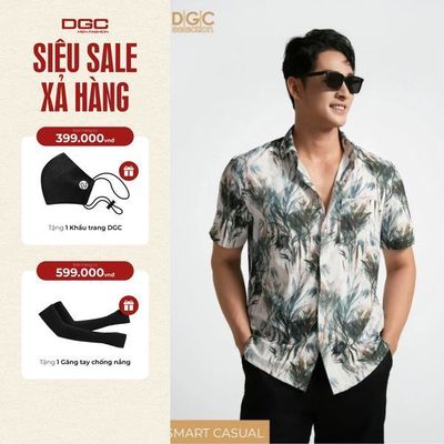 Áo sơ mi ngắn tay DGC Dáng suông Smart Casual, chất vải thoáng mát - SASNBE19M