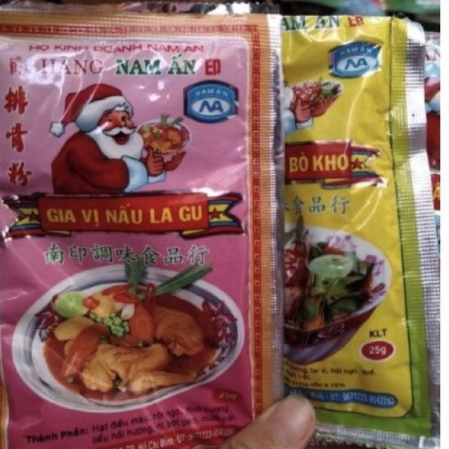 Lốc Bột Gia Vị Nam Ấn 20 Gói x 25g. Phở / Bún bò Huế / Bò kho / Lagu /Cari
