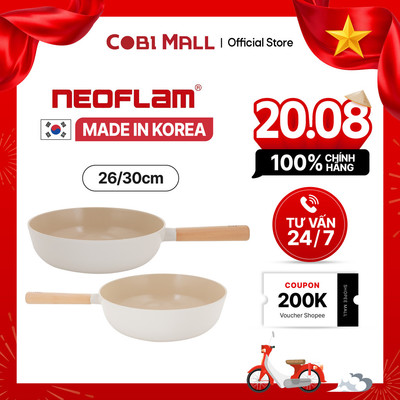 [Hỏa tốc HCM] Chảo Hàn Quốc Sâu Lòng Neoflam FIKA Reserve 26/30cm - Dùng Được Bếp Từ - Trắng