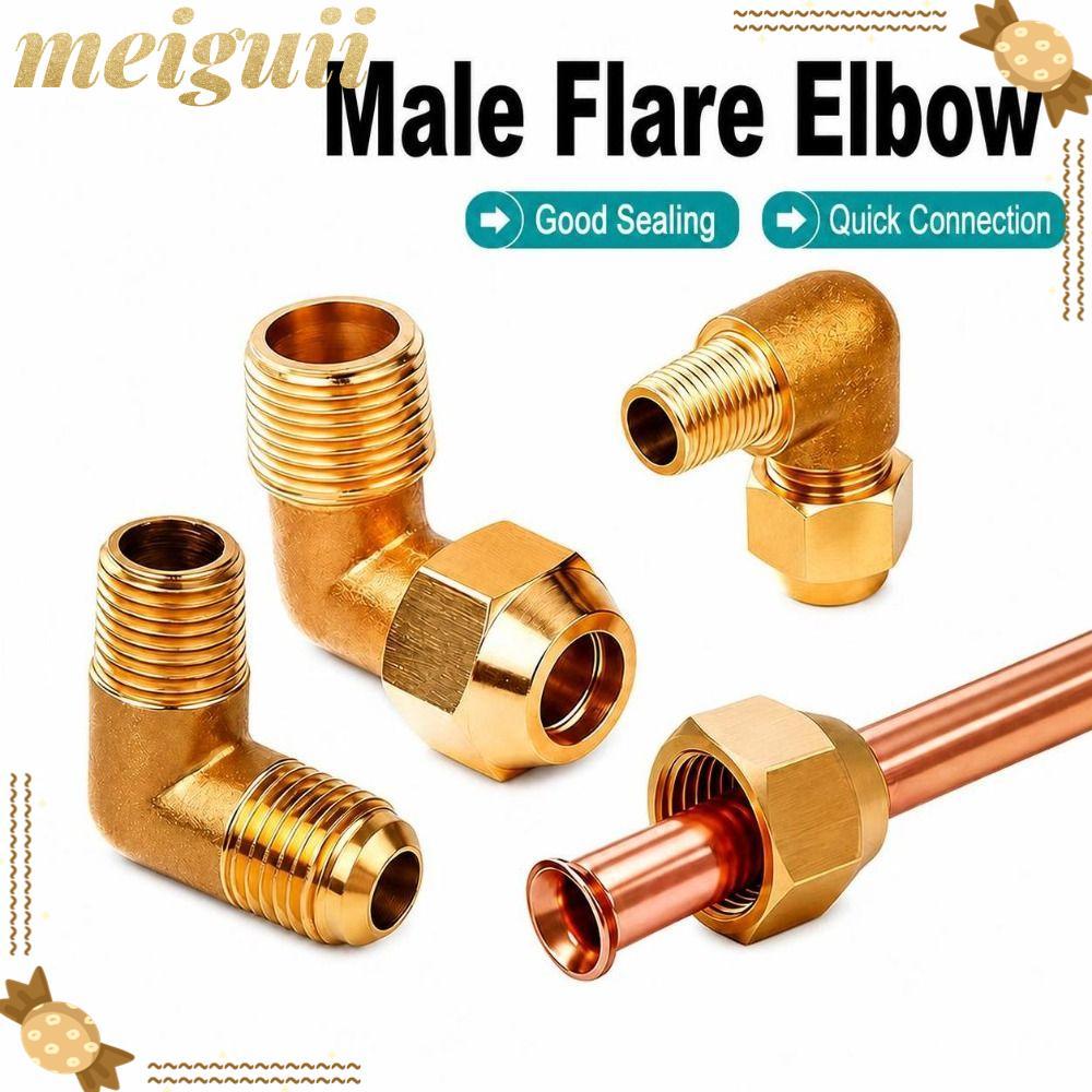 MEIGUII Nam Flare Lắp, Flare Seal Brass Flare Elbow, Dễ Dàng Lắp Đặt Nam Ren 90 Độ Ống Đồng Máy Nén 