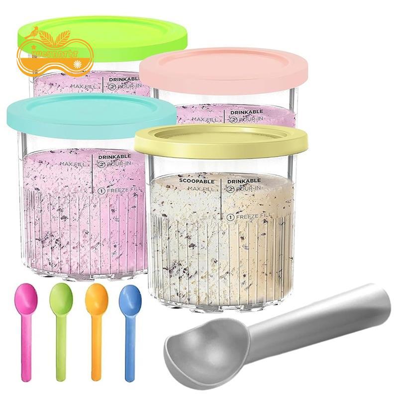 Dành Cho Dòng CREAMi Deluxe NC500 NC501, Hộp Đựng Thay Thế- 4 Gói 24oz Pints Có Nắp An Toàn & Máy Rử