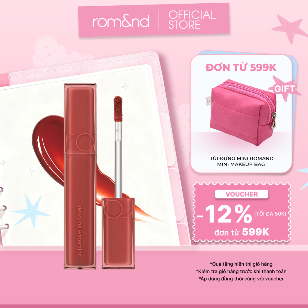 [Rom&nd] Son tint bóng, siêu lì cho đôi môi căng mọng Hàn Quốc Romand Dewyful Water Tint 5g