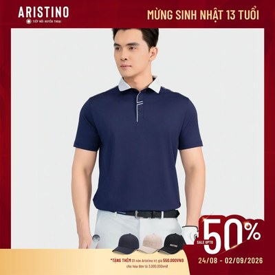 Áo Polo Nam Ngắn Tay Xanh Tím Than Aristino Golf APSG08AS1