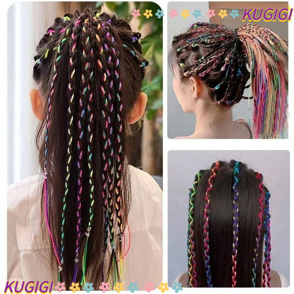 KUGIGI 16 / 24 / 32 Dây Buộc Tóc, Ruy Băng Tóc Vồng Bện Dây Tóc Nhiều Màu Sắc, Phụ Kiện Tóc Thời Tra
