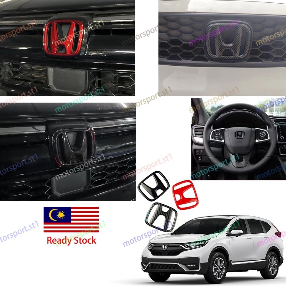 [HÀNH HÀNG CÓ SẴN] Honda CRV 2017-2022 Logo Logo Biểu Tượng Sợi Carbon Piano Đen Đỏ Logo Trước Và Sa