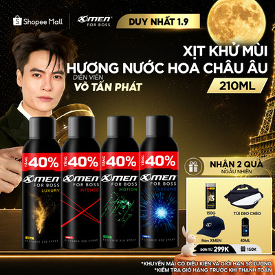 [SVIP] [Tặng thêm 40% dung tích] Xịt khử mùi XMen For Boss Intense/ Luxury/Legend/Motion 210ml - Hương Nước Hoa Châu Âu