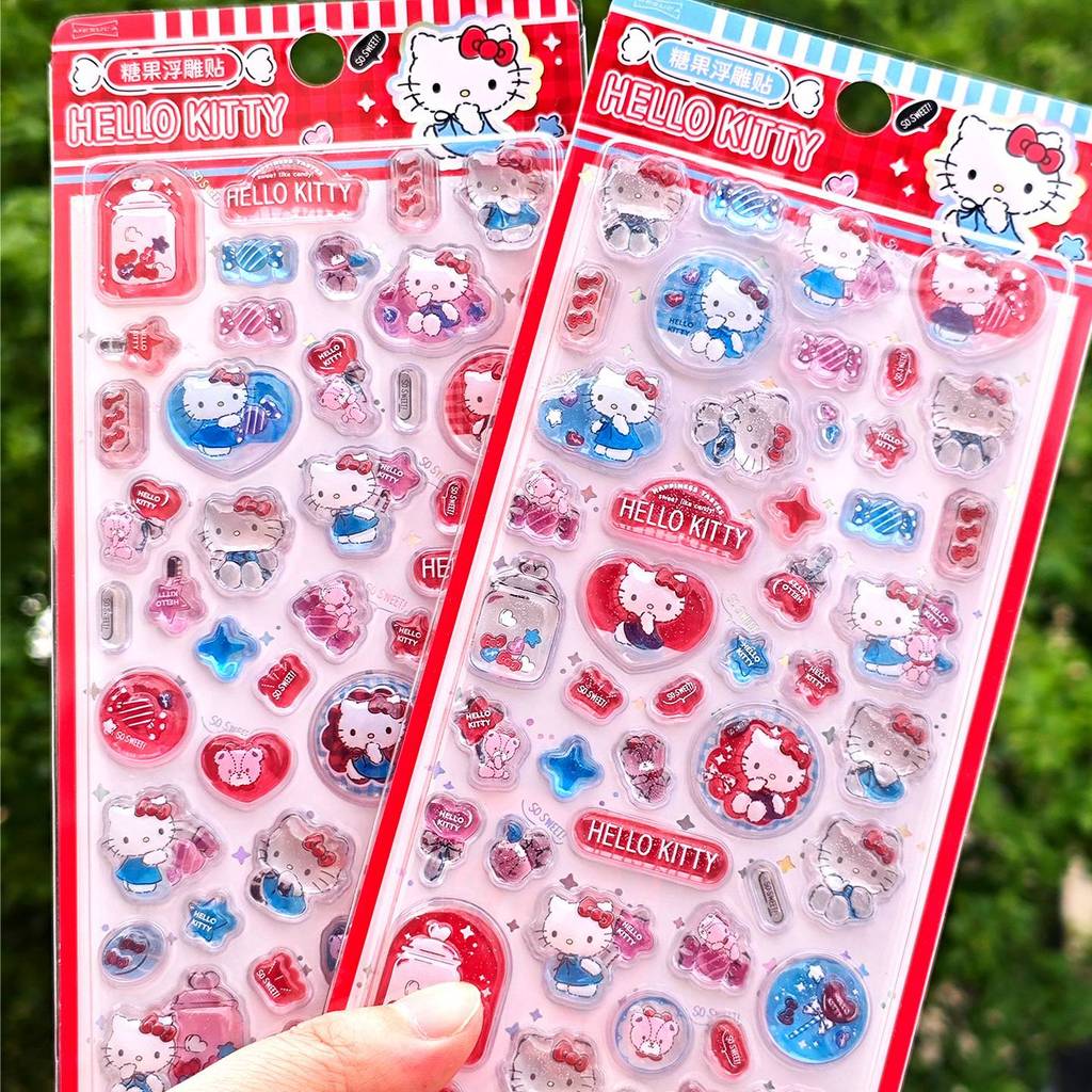Kitty Kitty Kitty Kitty Ba Chiều Dán Hoạt Hình Dễ Thương Sổ Tay Dán DIY Trang Trí Trong Suốt Dán Kẹo