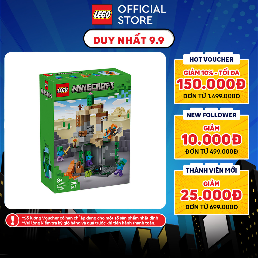 LEGO MINECRAFT 21587 Đồ Chơi Lắp Ráp Ngục Zombie (284 chi tiết)