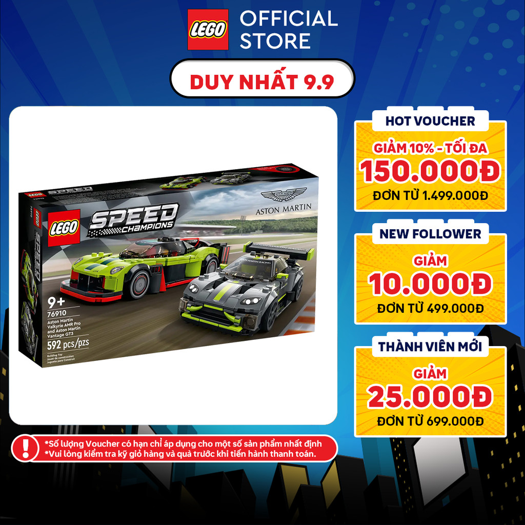 LEGO SPEED CHAMPIONS 76910 Siêu Xe Aston Martin Valkyrie AMR Pro and Aston Martin Vantage GT3 (592 c