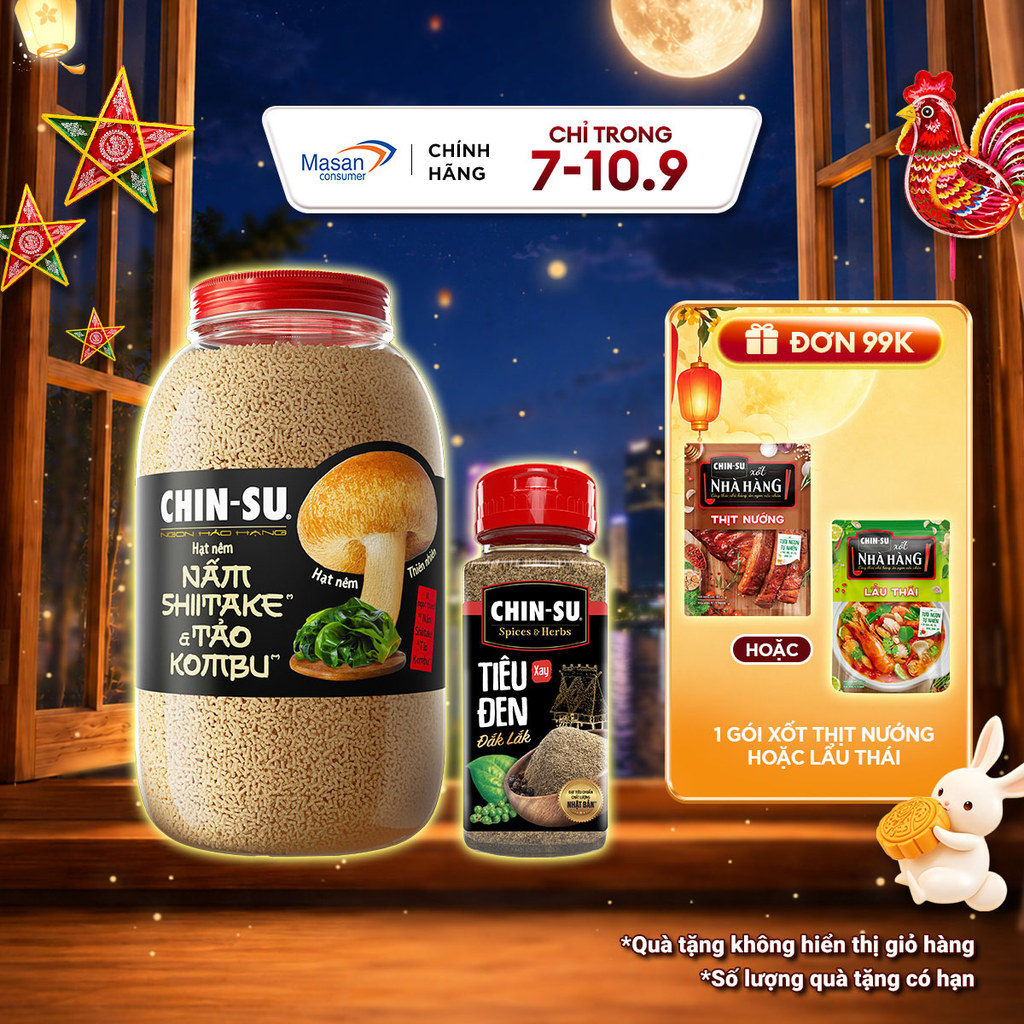 Combo 1 Hạt nêm Nấm Kombu 450g + 1 tiêu đen xay Đắk Lắk CHIN-SU 60gr