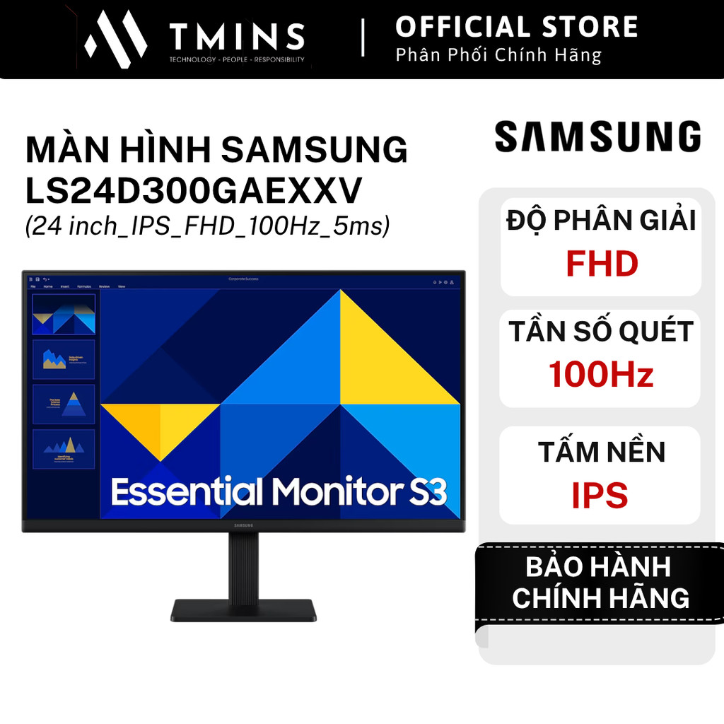 Màn Hình Samsung LS24D300GAEXXV, LS27D300GAEXXV (24-27 inch_IPS_FHD_100Hz_5ms) - Hàng chính hãng