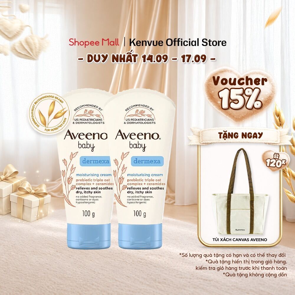 Combo 2 Kem dưỡng ẩm Aveeno Baby Dermexa Cream 100g