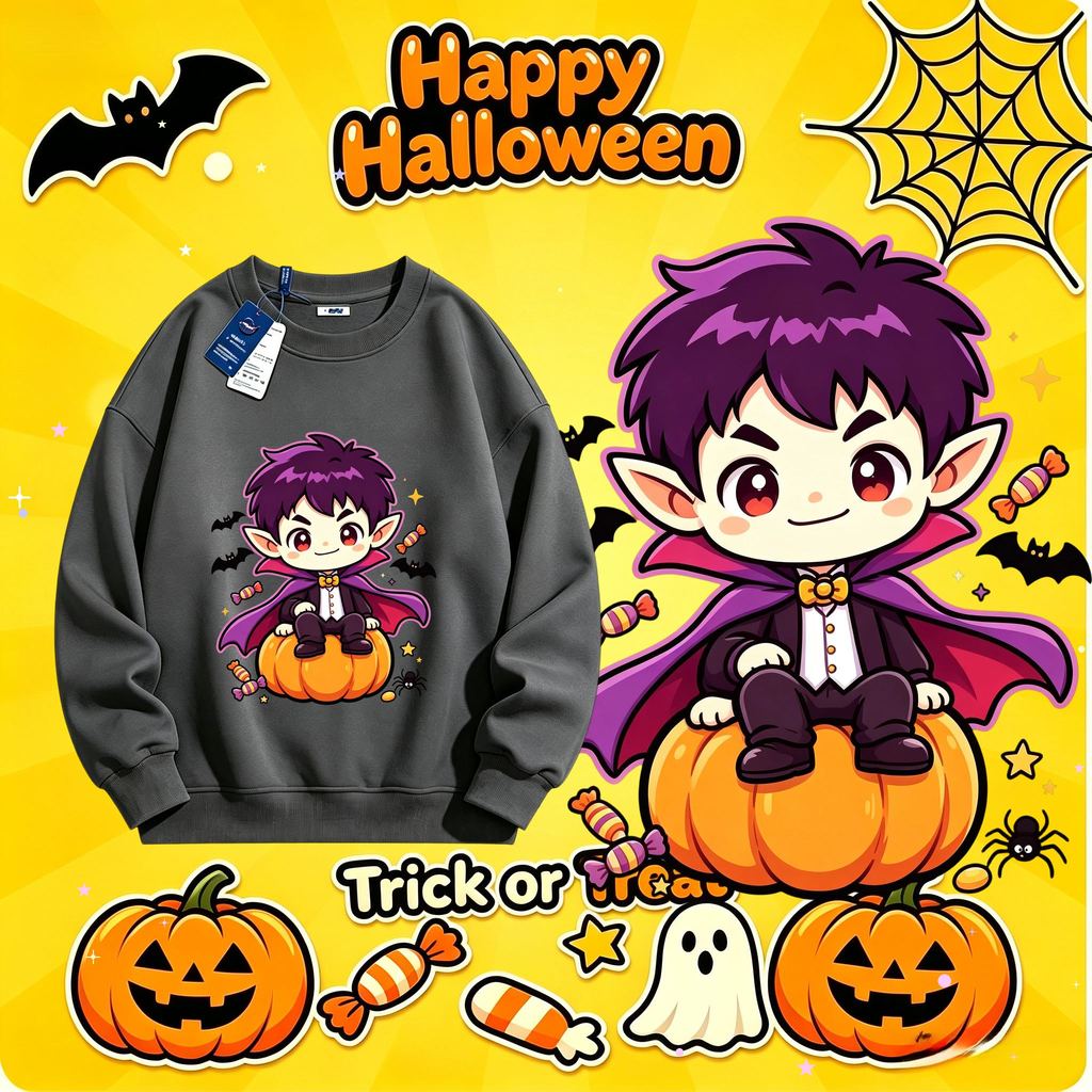 Chủ đề Halloween / Giao hàng trong 24 giờ COD / 2026 Phong cách mới / Mùa thu đông Sản phẩm mới / Áo thun Đại học T / Sản phẩm đơn thời trang / Tay dài phong cách mỏng / Unisex / Chiều cao 90-160 có thể mặc 