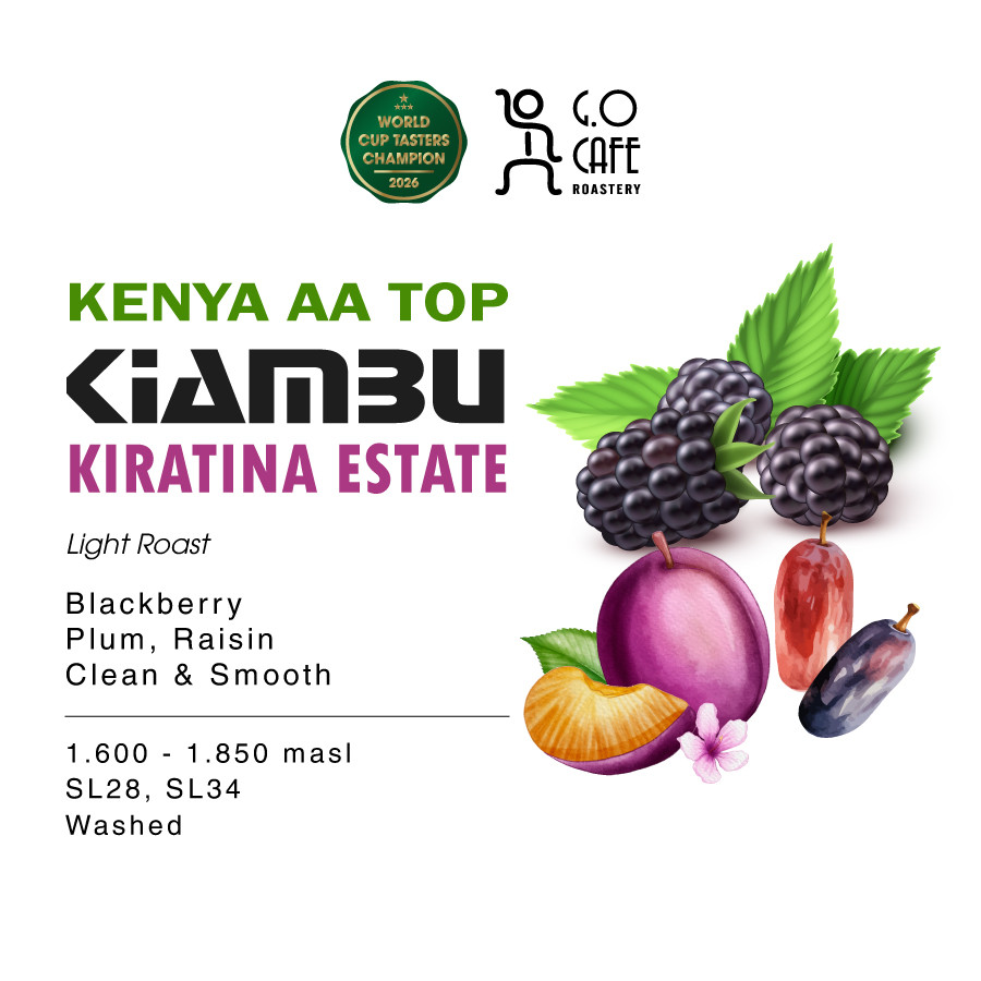 Specialty Coffee, Cà phê đặc sản Kenya Kiambu Kiratina Estate AA Top Washed - G.O Cafe Roastery