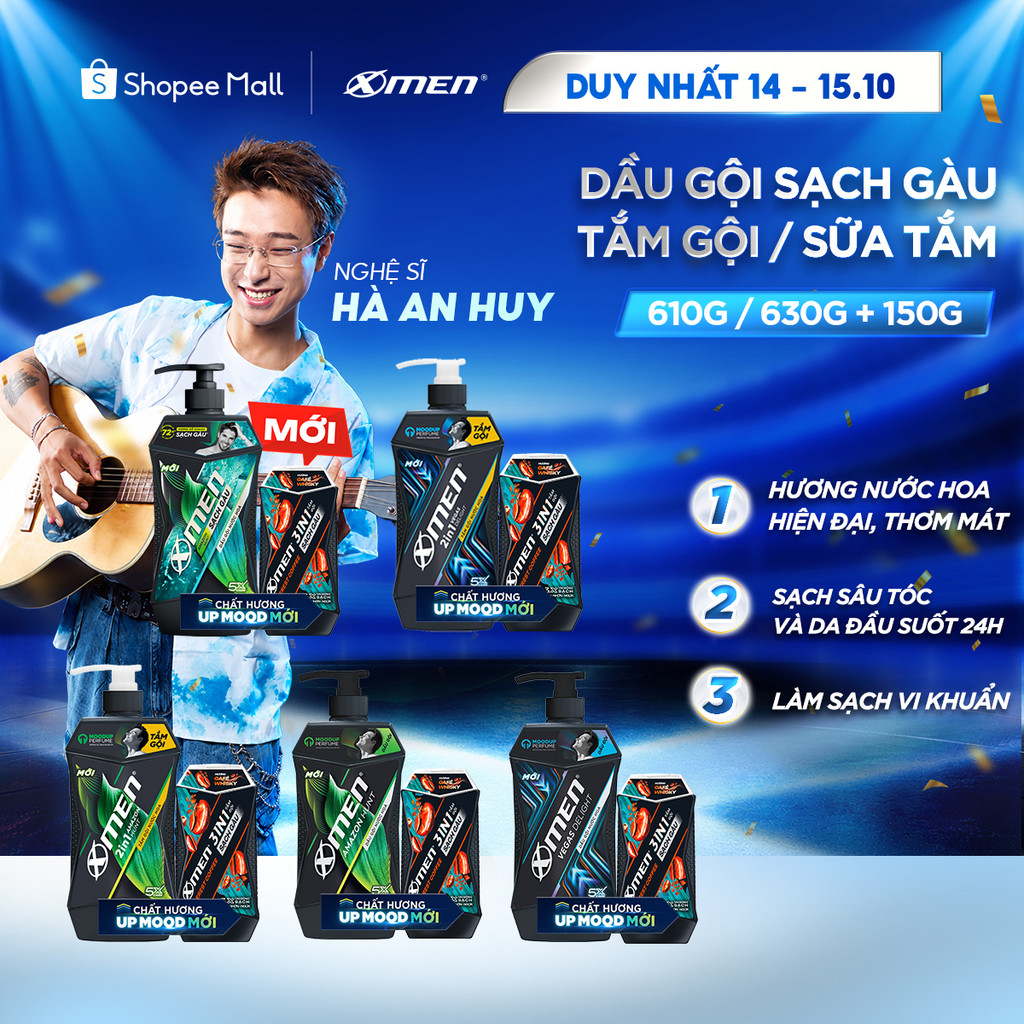 Combo Dầu Gội Sạch Gàu/Tắm Gội/Sữa Tắm Xmen Amazon/Vegas 610g 630g và Tắm gội…