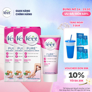 [Mới] Combo 3 Kem tẩy lông Veet Pure cho da thường 50g, công thức cải tiến