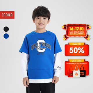 Áo phông bé trai CANIFA chất liệu cotton USA dài tay 2TL24C003