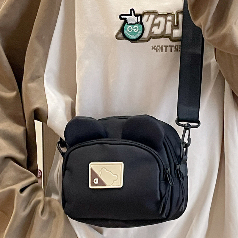 túi nữ hapas Túi gấu hoạt hình dễ thương túi vải bố một bên vai thích hợp instagram mẫu mới 2024 túi