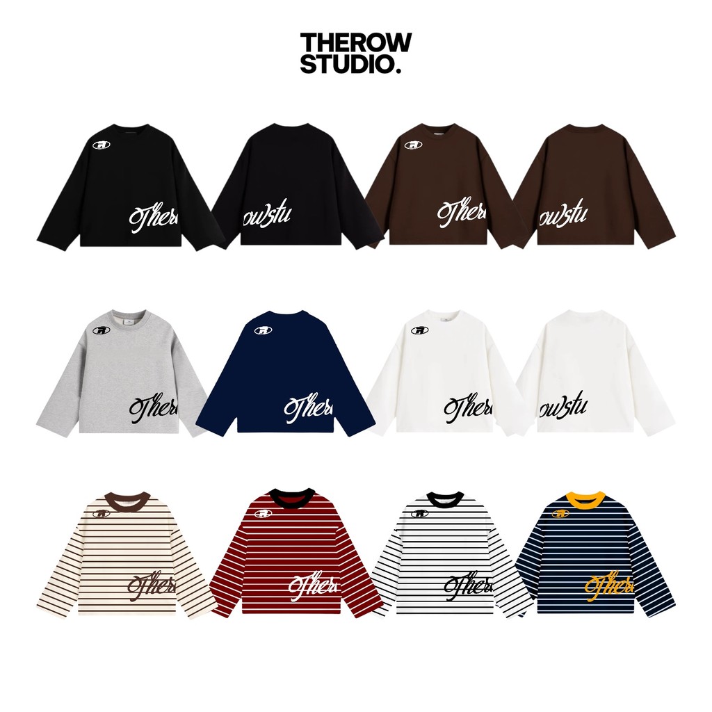 [Ver4] Áo Thun Tay Dài Long Sleeve Boxy THEROW 250gsm Form Rộng Cổ Tròn Unisex Nam Nữ Phong Cách Bas