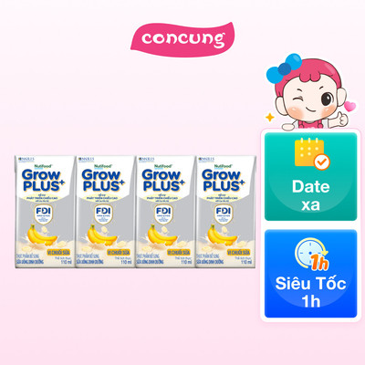Sữa bột pha sẵn GrowPLUS+ vị chuối 110ml (lốc 4 hộp) (Trên 1 tuổi) - Con Cưng