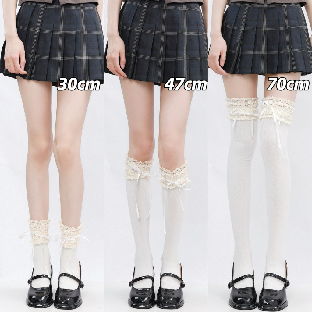 Tất Cotton Ren Gothic Over-The-Knee, Phù Hợp Outfit Mary Jane, Pure Desire - Mới 2025